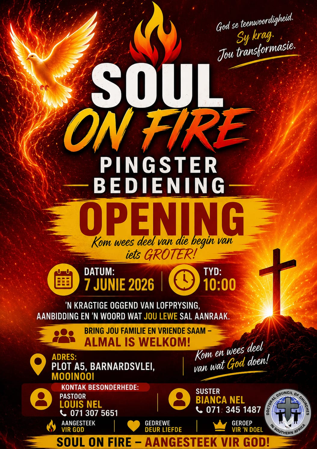 Soul On Fire openingsdiens-plakkaat
